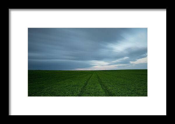 Freedom Framed Print featuring the photograph Green field and cloudy sky by Michalakis Ppalis