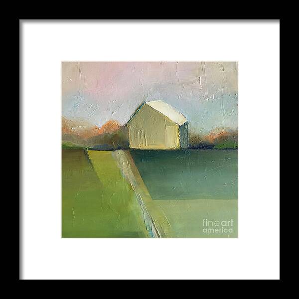 Barn Framed Print featuring the painting Green Field by Michelle Abrams