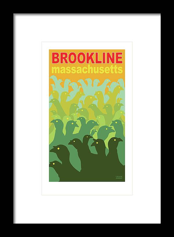 Brookline Turkeys Framed Print featuring the digital art Green Fields of Brookline by Caroline Barnes