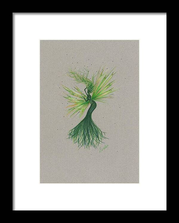 Fairies Framed Print featuring the drawing Green Garden Fae by Dawn Fairies