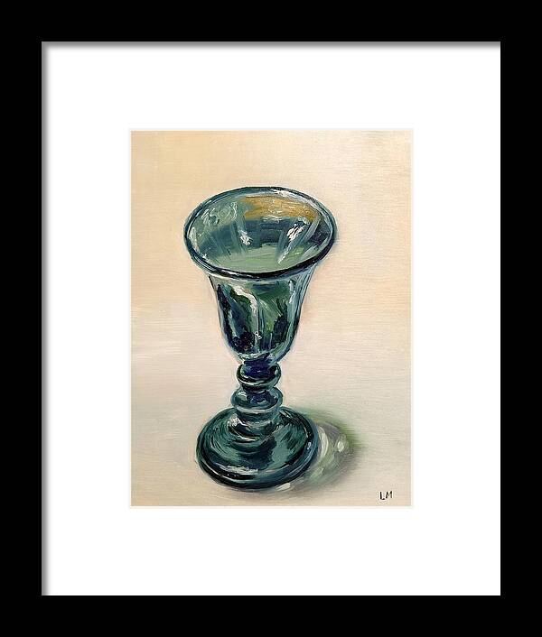 Oil Framed Print featuring the painting Green Glass Goblet by Linda Merchant