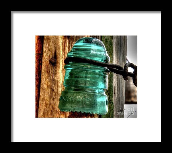 Glass Insulator Framed Print featuring the photograph Green Glass Insulator by Mark Valentine
