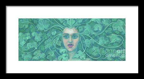 Celtic Framed Print featuring the painting Green Lady / Forest Queen by Julia Khoroshikh