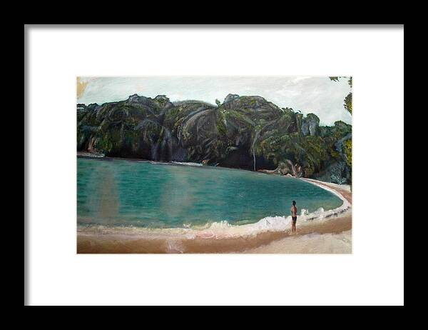 Beach Framed Print featuring the painting Green Lagoon by Keith Bagg