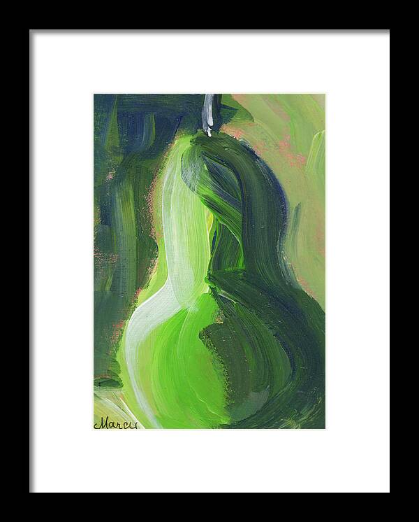 Acrylic Painting Framed Print featuring the painting Green Pear by Marcy Brennan