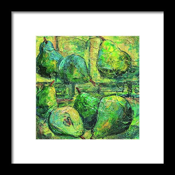 Pears Framed Print featuring the painting Green Pears by Sally Quillin