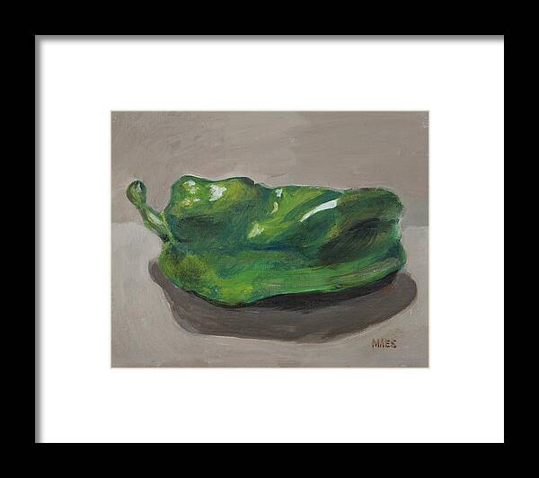 Veggie Framed Print featuring the painting Green Pepper by Walter Maes