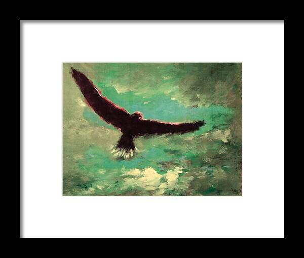 Eagle Framed Print featuring the painting Green Sky by Enrico Garff