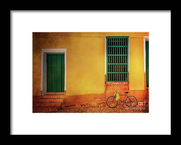 Bicycle Framed Print featuring the photograph Green Towel Bicycle by Craig J Satterlee