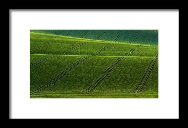 Jenny Rainbow Fine Art Photography Framed Print featuring the photograph Green Waves of Rolling Hills by Jenny Rainbow