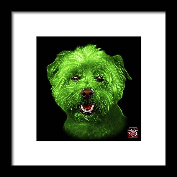 Westie Dog Framed Print featuring the mixed media Green West Highland Terrier Mix - 8674 - BB by James Ahn