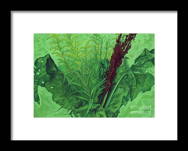 Nature Framed Print featuring the painting Greenery by Julia Khoroshikh