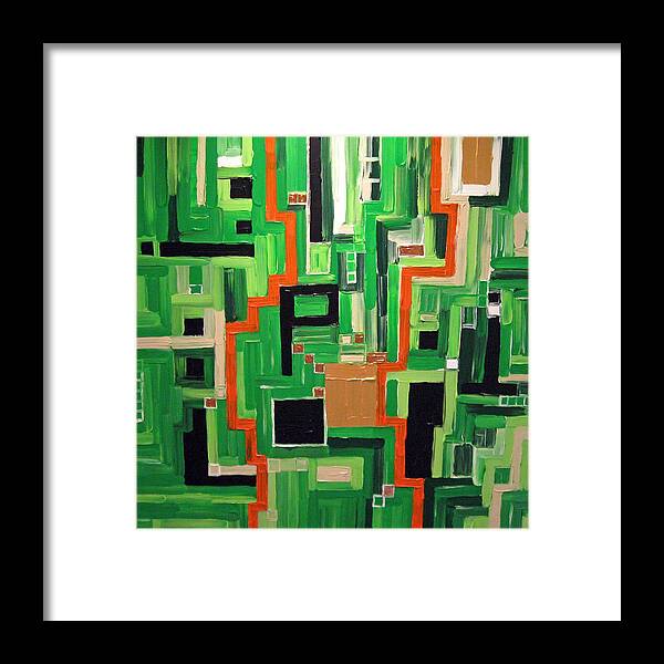 Modern Framed Print featuring the painting Greens by Katerina Wagner