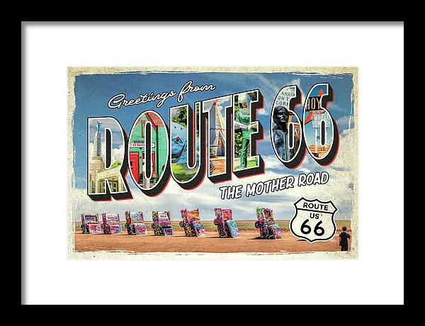 Route 66 Framed Print featuring the painting Greetings from Route 66 by Christopher Arndt