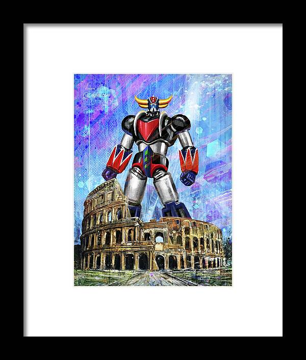 Sci-fi Framed Print featuring the digital art Grendizer Colosseum by Andrea Gatti