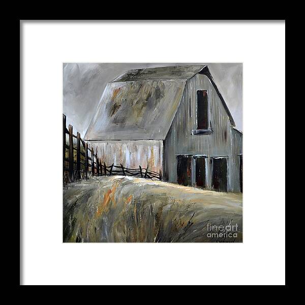 Horse Framed Print featuring the painting Grey Barn by Cher Devereaux