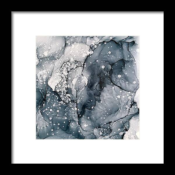 Digital Framed Print featuring the painting Grey Bubble Painting by Elizabeth Karlson