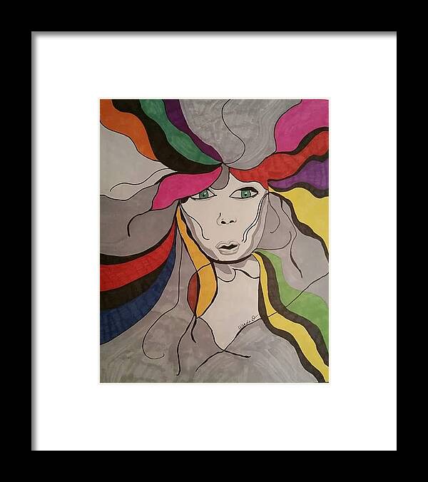 Abstract Framed Print featuring the painting Grey by Wanda D