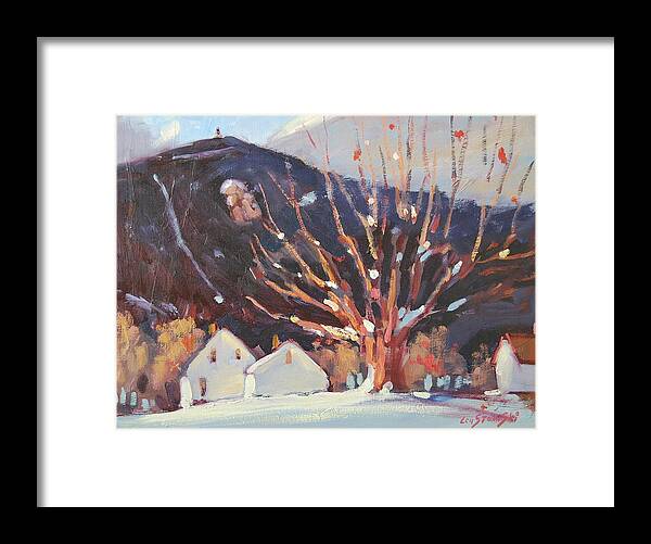 Berkshire Hills Paintings Framed Print featuring the painting Greylock's Indian Head by Len Stomski