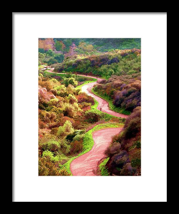 Griffith Park Framed Print featuring the digital art Griffith Park Trail by Timothy Bulone