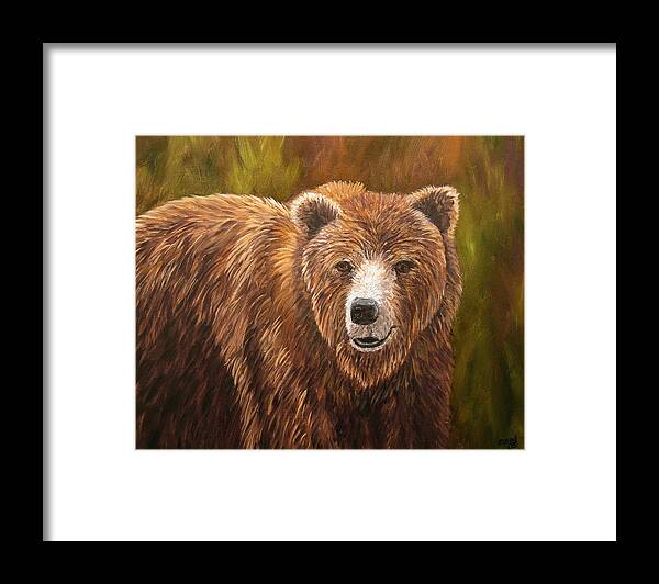 Bear Framed Print featuring the painting Grizzley by Mary Jo Zorad
