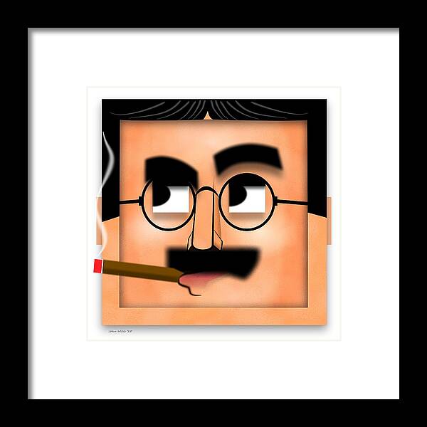Groucho Marx Framed Print featuring the digital art Groucho Marx Blockhead by John Wills