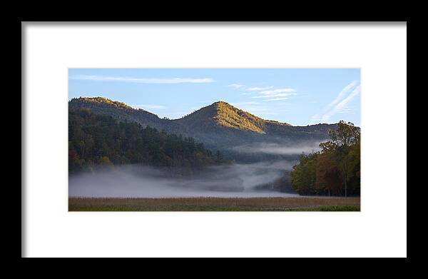 Mountains Framed Print featuring the photograph Ground Fog in Cataloochee Valley - October 12 2016 by D K Wall