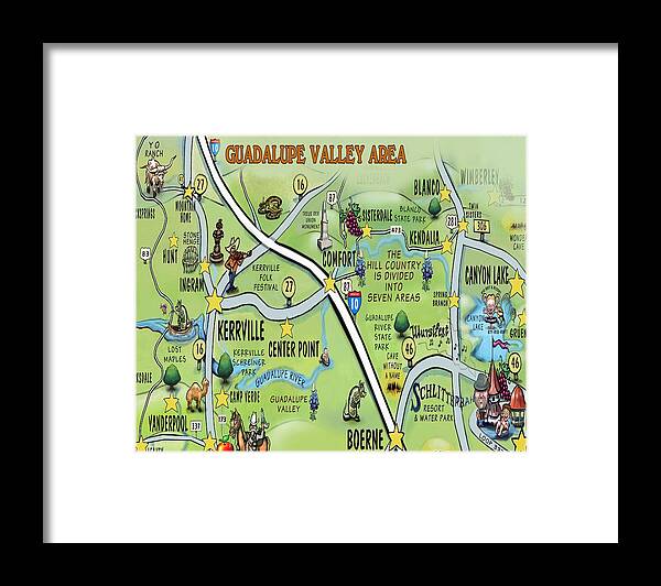 Guadalupe Framed Print featuring the digital art Guadalupe Valley Area by Kevin Middleton