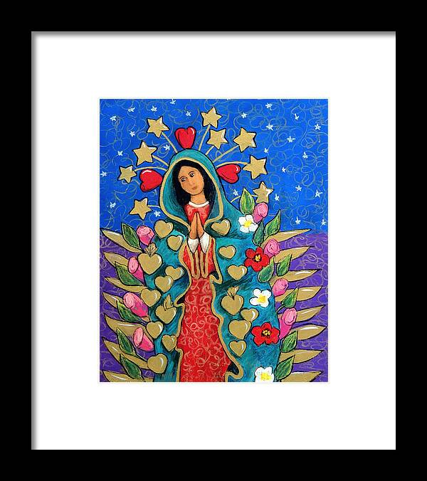 Guadalupe Framed Print featuring the pastel Guadalupe with Stars by Candy Mayer