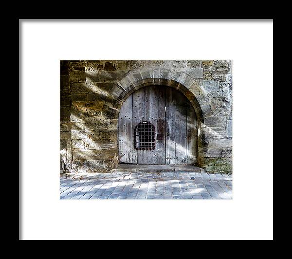 Door Framed Print featuring the photograph Guard Tower Door - Rothenburg by Pamela Newcomb
