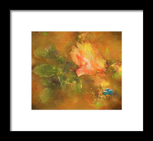 Rose Framed Print featuring the digital art Guarded Robin Blue Oil by Gary Baird