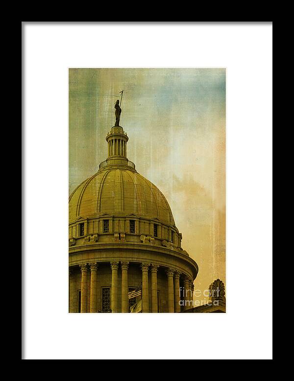 Oklahoma State Capitol Framed Print featuring the photograph Guardian by Toni Hopper
