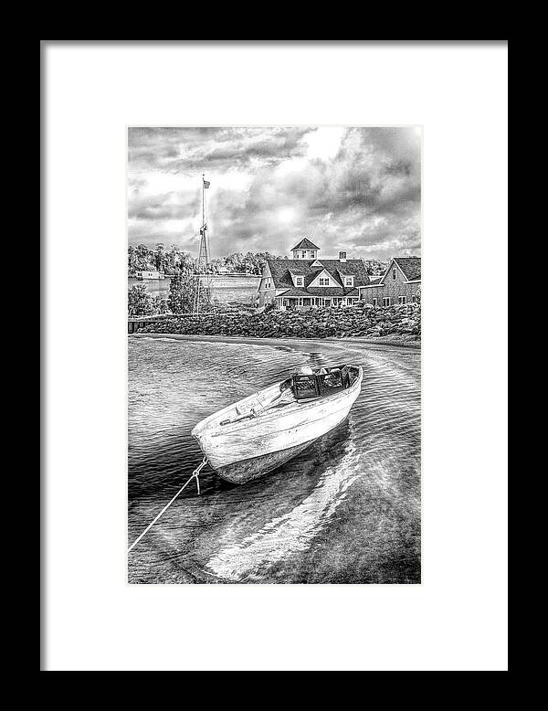 Boats Framed Print featuring the photograph Guarding the Coast in Black and White by Debra and Dave Vanderlaan