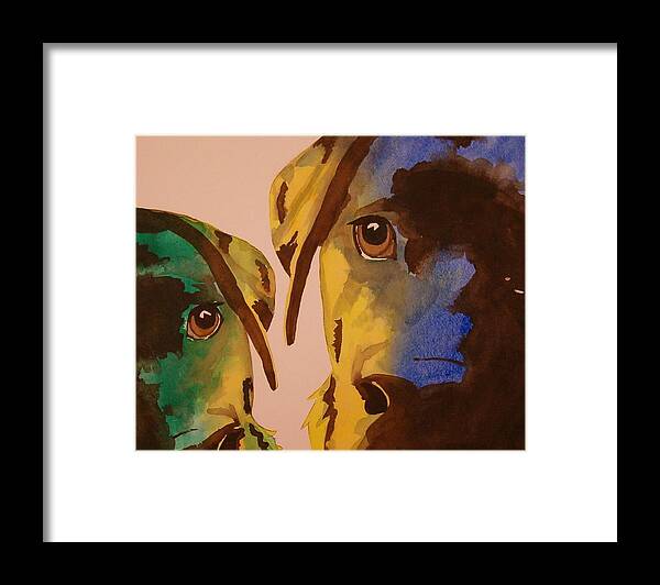 Labrador Framed Print featuring the painting Guiness Green and Bella Blue by Lynn Babineau