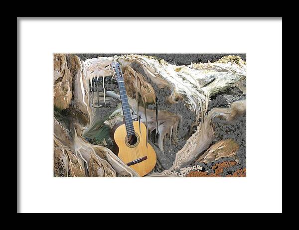 Guitar Framed Print featuring the digital art Guitar Purgatory by Tony Rodriguez