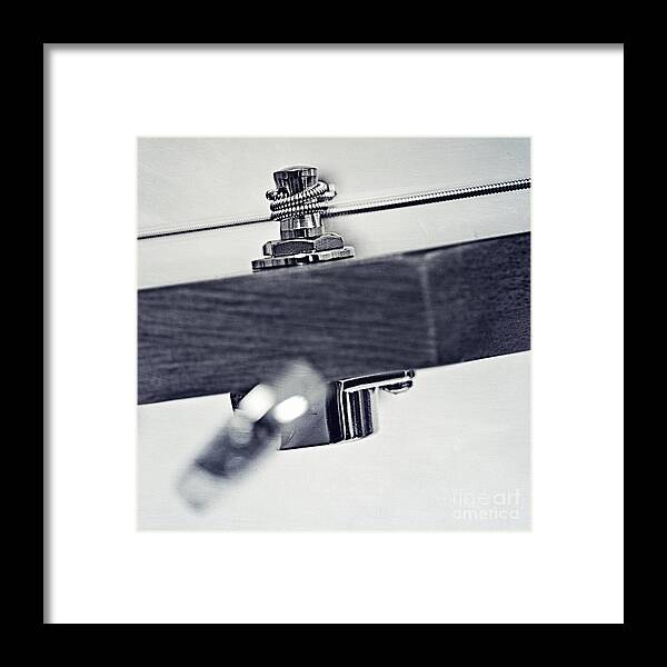 Black Framed Print featuring the photograph guitar V by Priska Wettstein