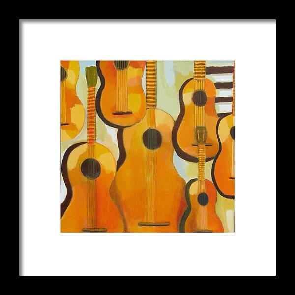 Abstract Framed Print featuring the painting Guitars by Habib Ayat