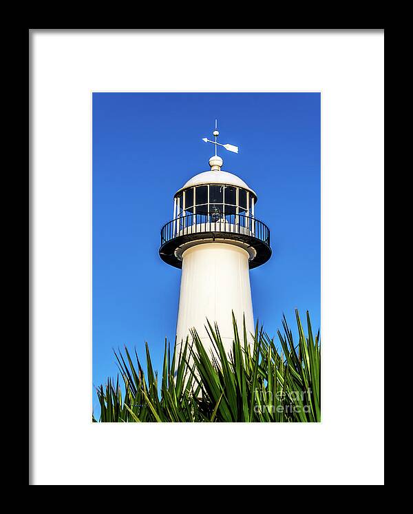 Biloxi Framed Print featuring the photograph Gulf Coast Lighthouse Seascape Biloxi MS 3819A by Ricardos Creations