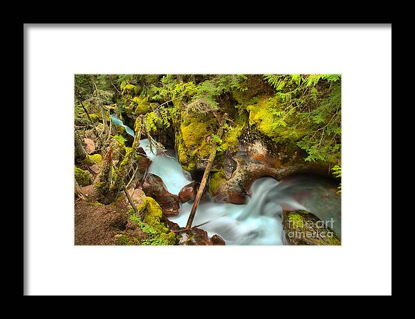 Avalanche Creek Framed Print featuring the photograph Gushing Through A Red Rock Canyon by Adam Jewell