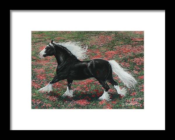 Gypsy Cob Framed Print featuring the painting Gypsy Fire by Louise Green