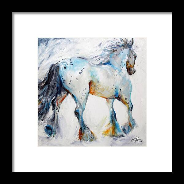 Oil Framed Print featuring the painting Gypsy Vanner Motion Paint Sketch by Marcia Baldwin