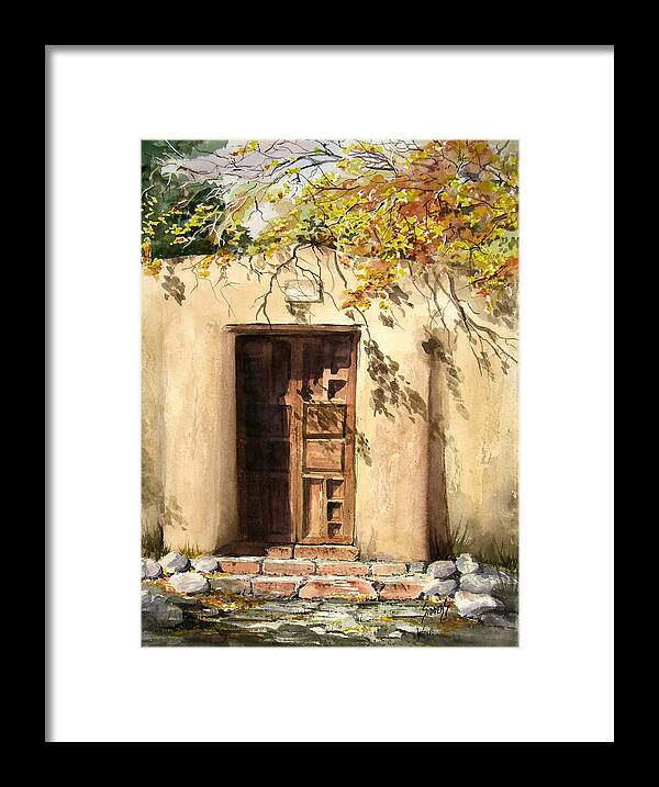 Door Framed Print featuring the painting Hacienda Gate by Sam Sidders