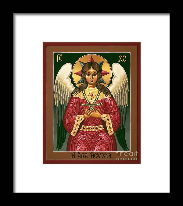 Hagia Hesychia Framed Print featuring the painting Hagia Hesychia Jesus Christ Redeemer Blessed Silence 005 by William Hart McNichols