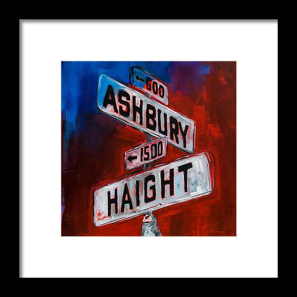 Haight Framed Print featuring the painting Haight and Ashbury by Elise Palmigiani