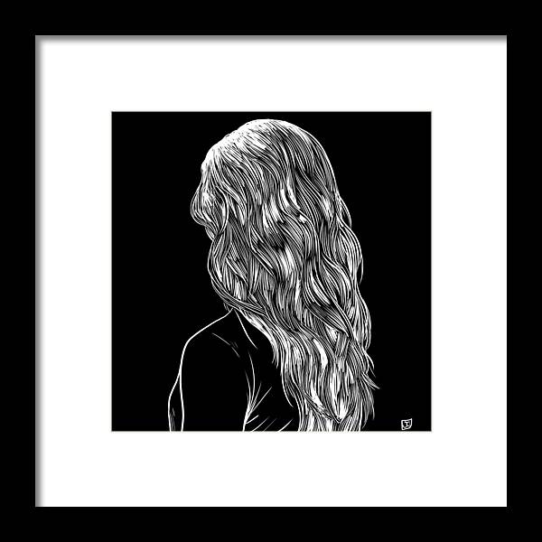 Hair Framed Print featuring the drawing Hair in Black by Giuseppe Cristiano