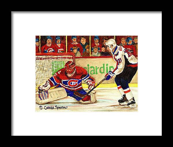 Hockey Framed Print featuring the painting Halak Makes Another Save by Carole Spandau