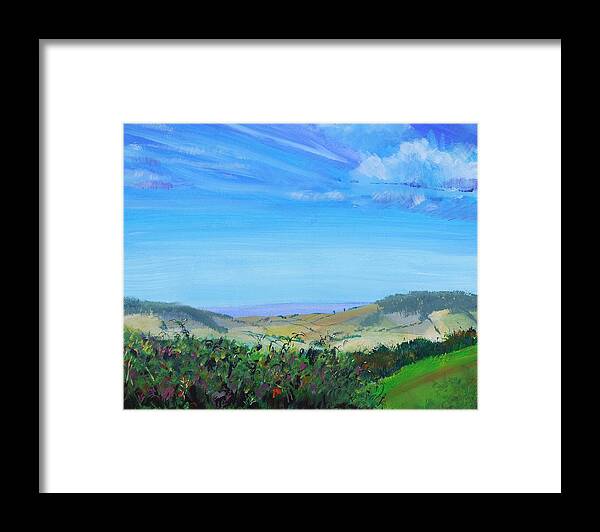 Haldon Hills Framed Print featuring the painting Haldon Hills Sea View by Mike Jory