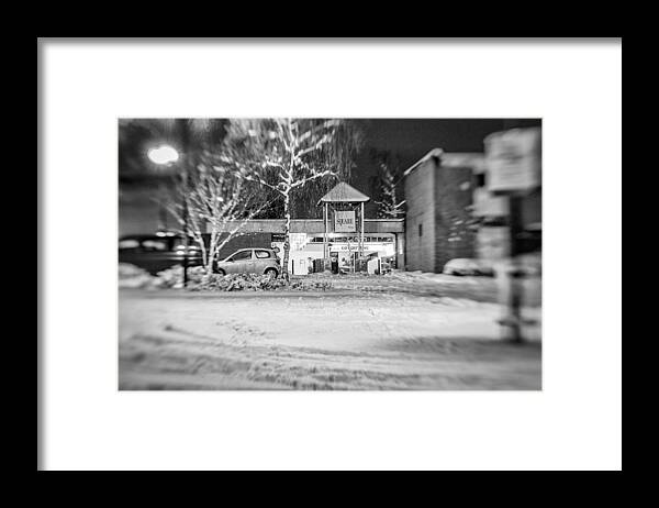 Hale Barns Framed Print featuring the photograph Hale Barns Square in the snow by Neil Alexander Photography