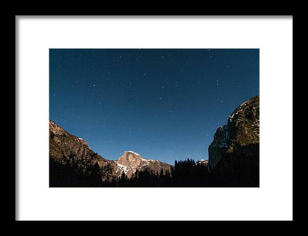 America Framed Print featuring the photograph Half Dome under the Stars by Connie Cooper-Edwards