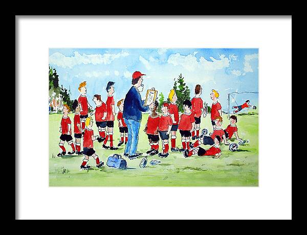  Framed Print featuring the mixed media Half Time Pep Talk by Wilfred McOstrich